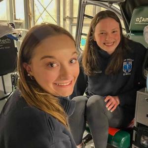 Megan Wozniak ’25 and Gabrielle Constantine ’24 in their EMT uniforms
