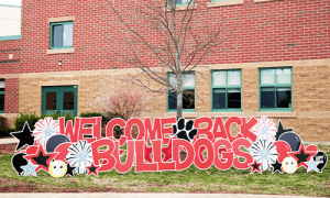 A cheerful "Welcome Back" sign greeted the students of Ross A. Lurgio Middle School in Bedford, N.H., when they returned to full-time in-person learning in the second semester of 2021. 