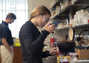 Student working in a lab