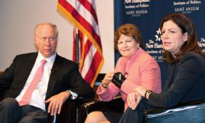 Harvard Kennedy School professor David Gergen, U.S. Sen. Jeanne Shaheen, and U.S. Sen. Kelly Ayotte