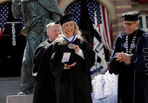 Class of 2020 student celebrates commencement.