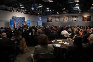 Crowd attending Gov. Sununus talk at the NHIOP