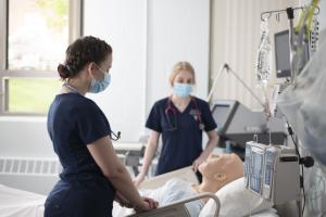 Nursing students in the SIM lab