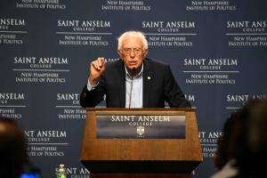 Bernie Sanders speaking at the NHIOP