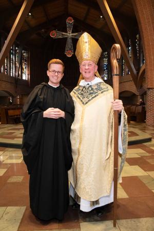 Brother Celestine Benjamen Hettrick, O.S.B. and Abbot Mark Cooper, O.S.B. ’71.