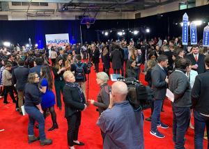 Spin room and media filing center after the ABC debate