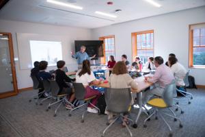 Professor lecturing classroom