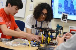 Students building a drone