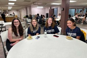 Saint Anselm students sitting in the community center