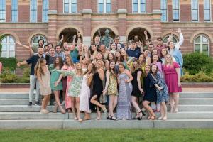 Alumni gathered on the steps of Alumni Hall for Reunion 2024