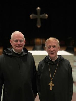 Br. Stanislaw Sullivan, O.S.B. (left), and Abbot Mark Cooper, O.S.B. ’71.