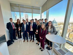 Students in a skyscraper during a trip to NYC