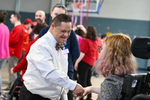 People dancing during the Meelia Center's 2024 Valentines Dance