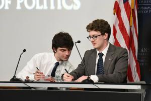 Students participating in the post election debate at the NHIOP