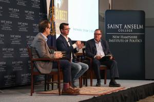 Brody and Luke Mullins discussing their book "The Wolves of K Street: The Secret History of How Big Money Took Over Big Government" with NHIOP Director Neil Levesque