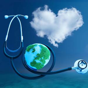Stethoscope wrapped around the Earth