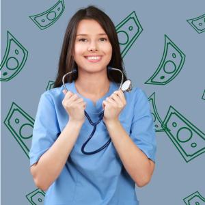 Nurse smiling and holding stethoscope