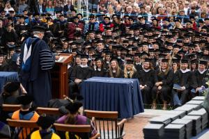 President Favazza addressing students at Commencement 2024