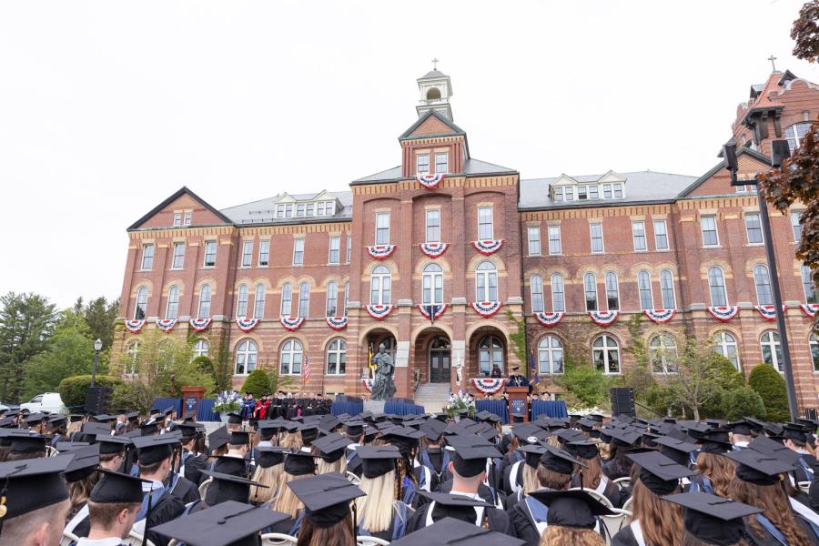 Students of the class of 2023 sitting at Commencement