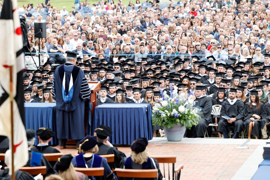 President Favazza delivering his address at Commencement