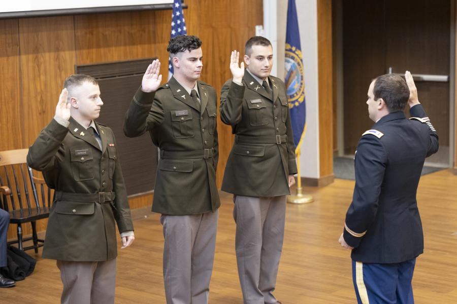 ROTC students being commissioned into the military