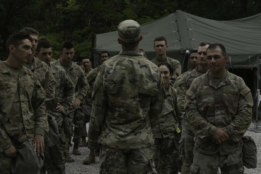 ROTC recruits standing in formation