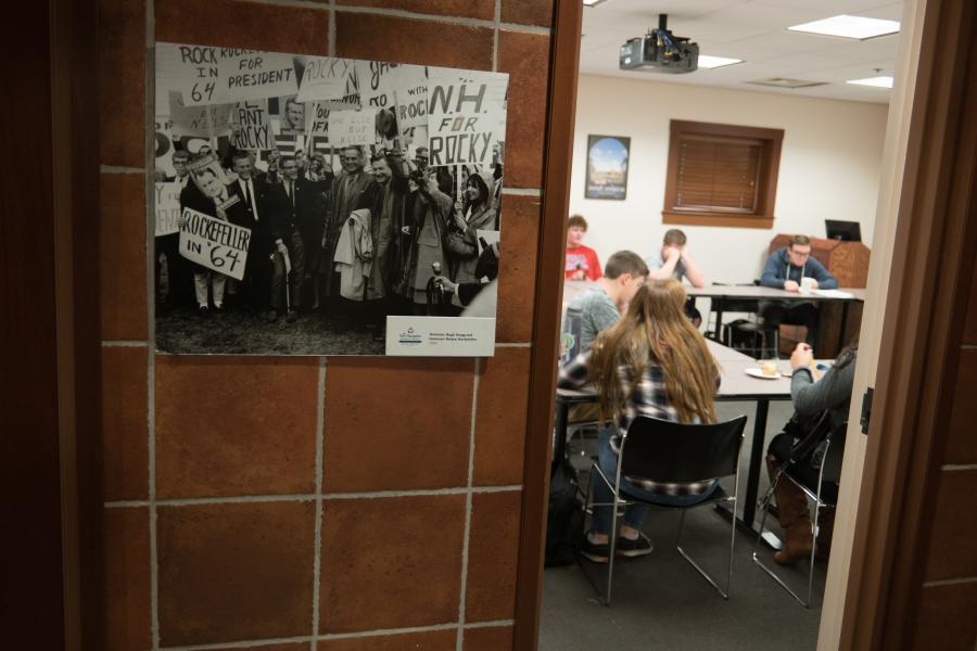 Students working on campus