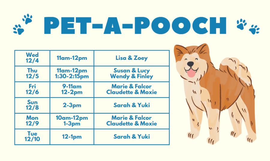 Pet-a-pooch schedule for December 2024